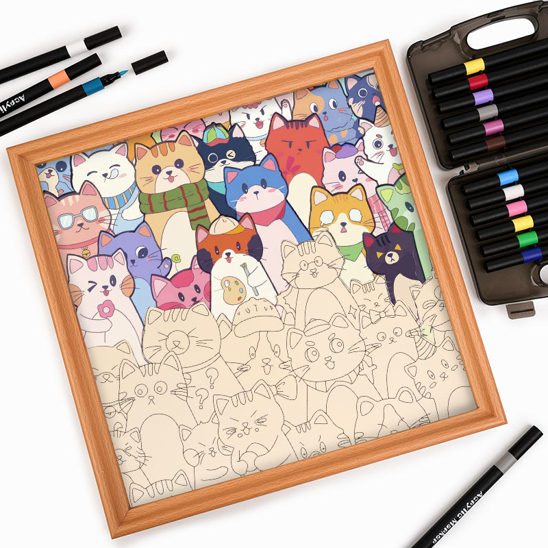 Gatti stravaganti - Puzzle in legno da colorare