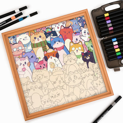 Gatti stravaganti - Puzzle in legno da colorare