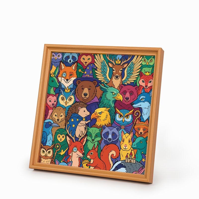 Amici della foresta incantata - Puzzle in legno da colorare