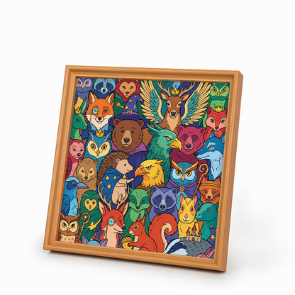 Amici della foresta incantata - Puzzle in legno da colorare