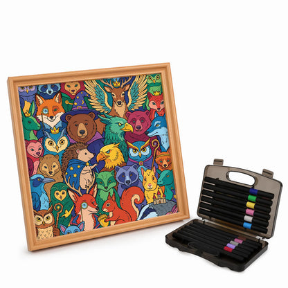 Amici della foresta incantata - Puzzle in legno da colorare