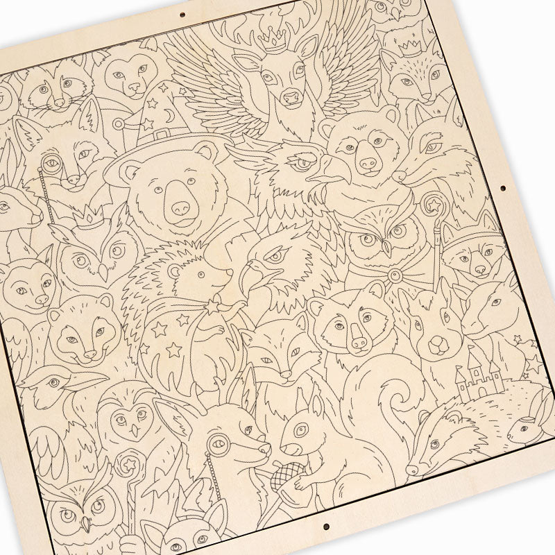 Amici della foresta incantata - Puzzle in legno da colorare