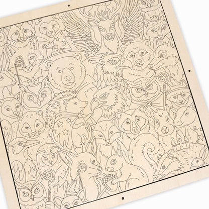 Amici della foresta incantata - Puzzle in legno da colorare