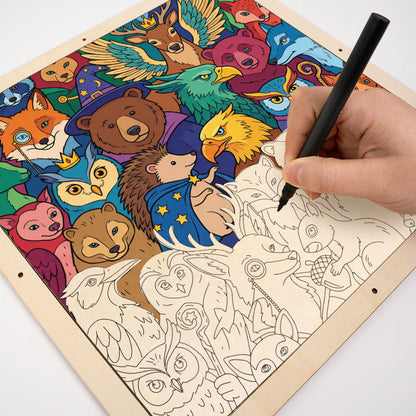 Amici della foresta incantata - Puzzle in legno da colorare