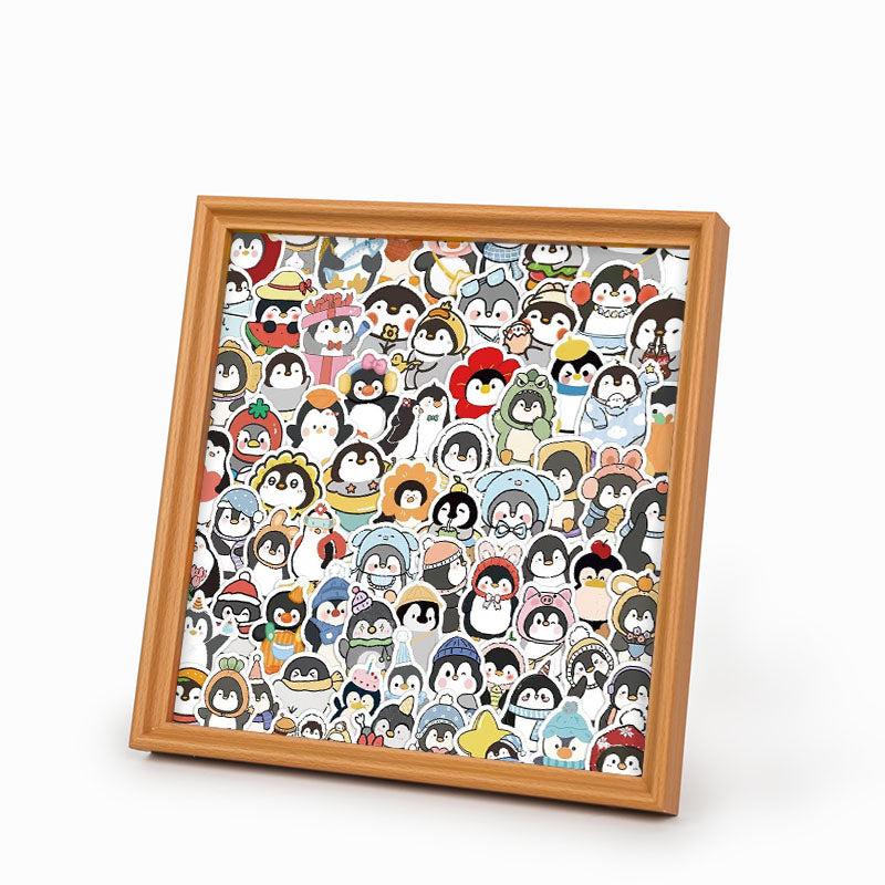 Pinguini divertenti - Puzzle in legno da colorare