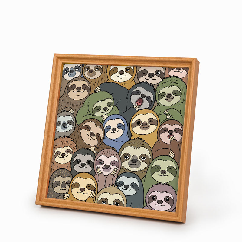 Bradipi pigri - Puzzle in legno da colorare