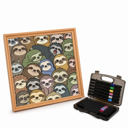 Bradipi pigri - Puzzle in legno da colorare
