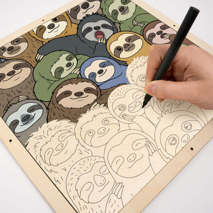 Bradipi pigri - Puzzle in legno da colorare