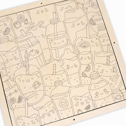 Succhi carini - Puzzle in legno da colorare