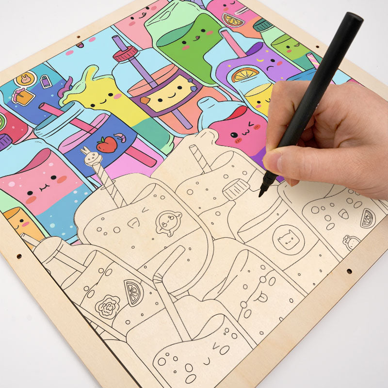 Succhi carini - Puzzle in legno da colorare
