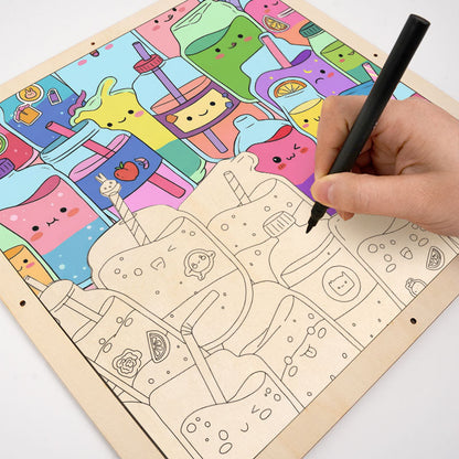 Succhi carini - Puzzle in legno da colorare
