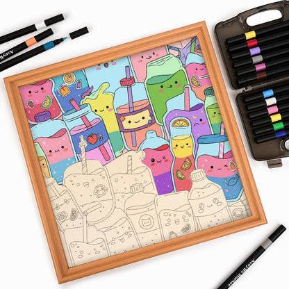 Succhi carini - Puzzle in legno da colorare