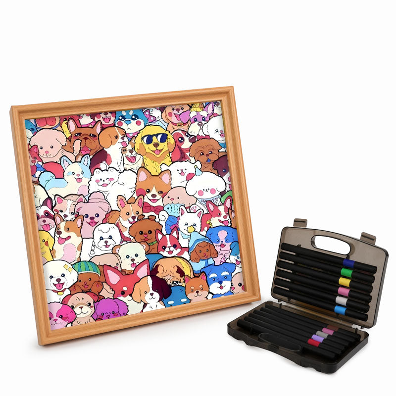 Pet Party - Puzzle in legno da colorare
