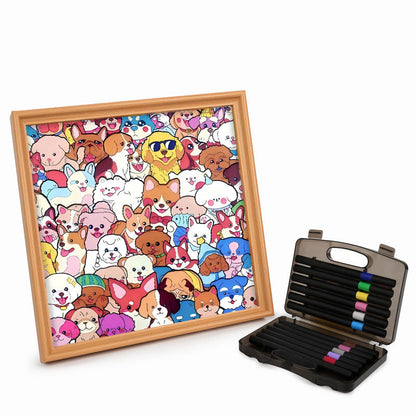 Pet Party - Puzzle in legno da colorare