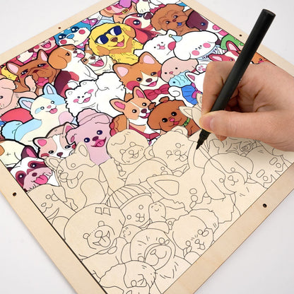 Pet Party - Puzzle in legno da colorare
