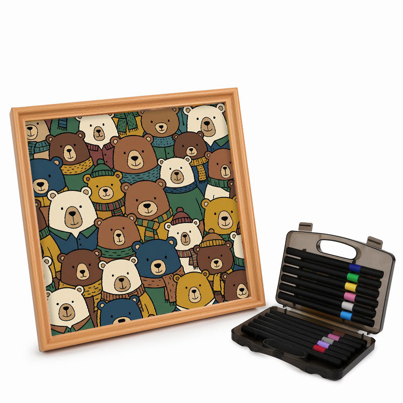 Orsetti Sciarpa - Puzzle in legno da colorare