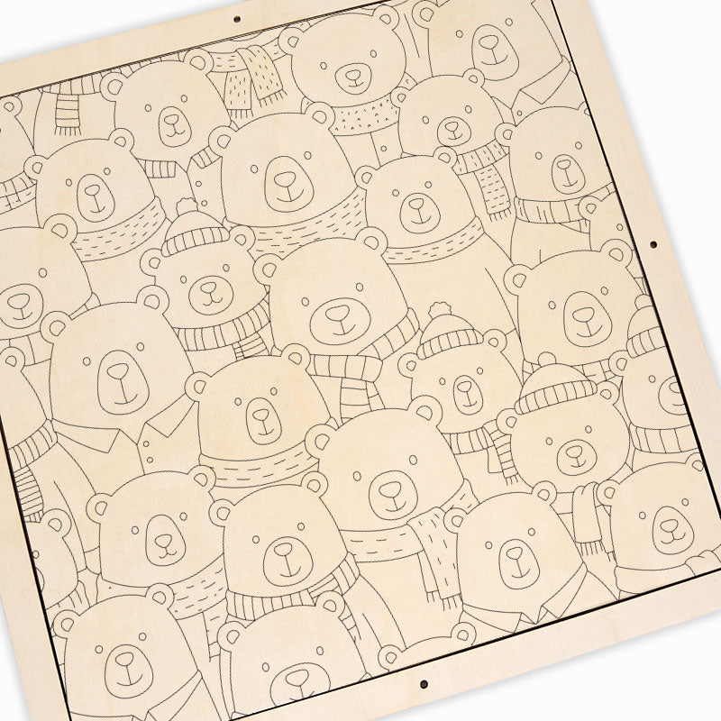 Orsetti Sciarpa - Puzzle in legno da colorare