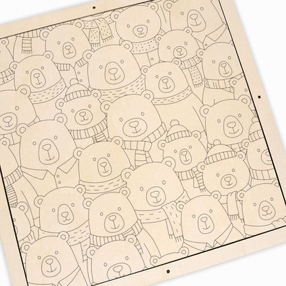 Orsetti Sciarpa - Puzzle in legno da colorare