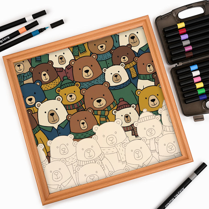 Orsetti Sciarpa - Puzzle in legno da colorare