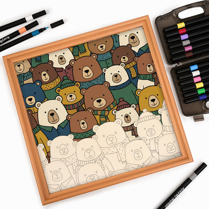 Orsetti Sciarpa - Puzzle in legno da colorare