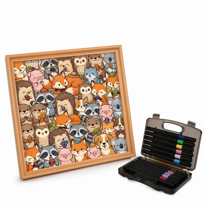 Simpatici animaletti - Puzzle in legno da colorare