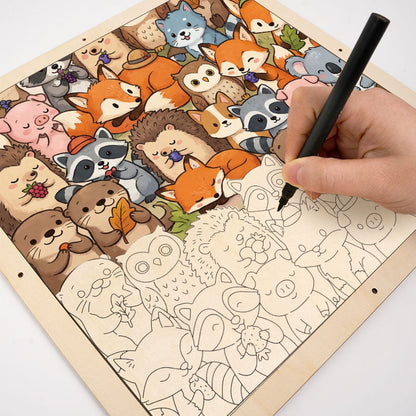 Simpatici animaletti - Puzzle in legno da colorare
