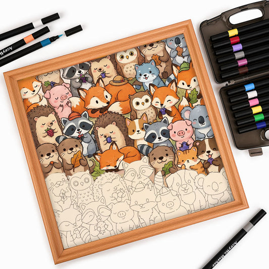Simpatici animaletti - Puzzle in legno da colorare
