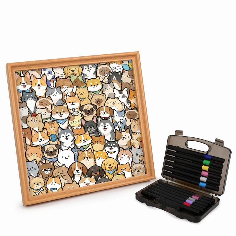 Tiny Puppy World - Puzzle in legno da colorare