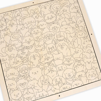 Tiny Puppy World - Puzzle in legno da colorare