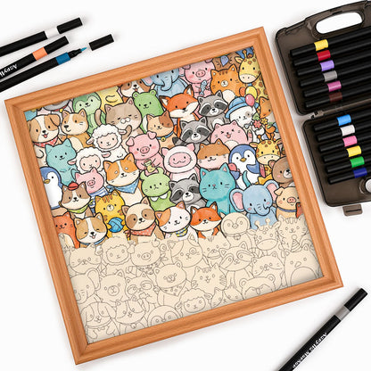 Animali stravaganti - Puzzle in legno da colorare