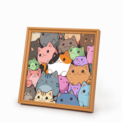 Gattini rotondi - Puzzle in legno da colorare