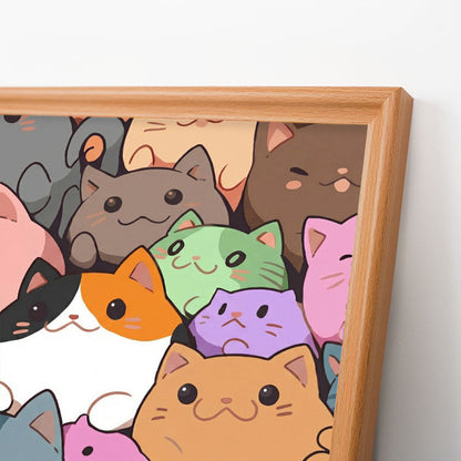 Gattini rotondi - Puzzle in legno da colorare