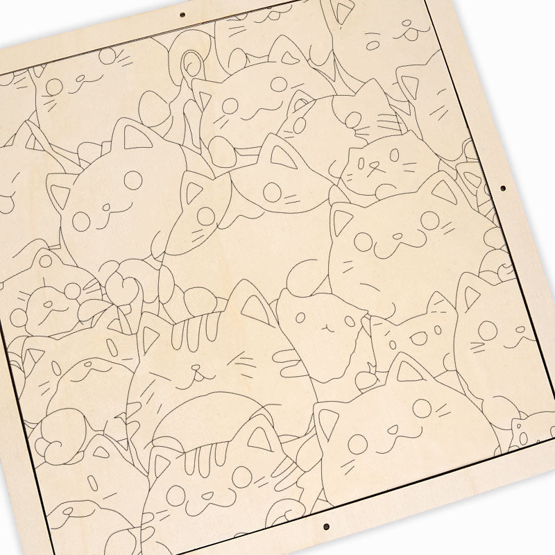Gattini rotondi - Puzzle in legno da colorare