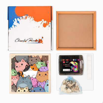 Gattini rotondi - Puzzle in legno da colorare