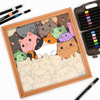 Gattini rotondi - Puzzle in legno da colorare