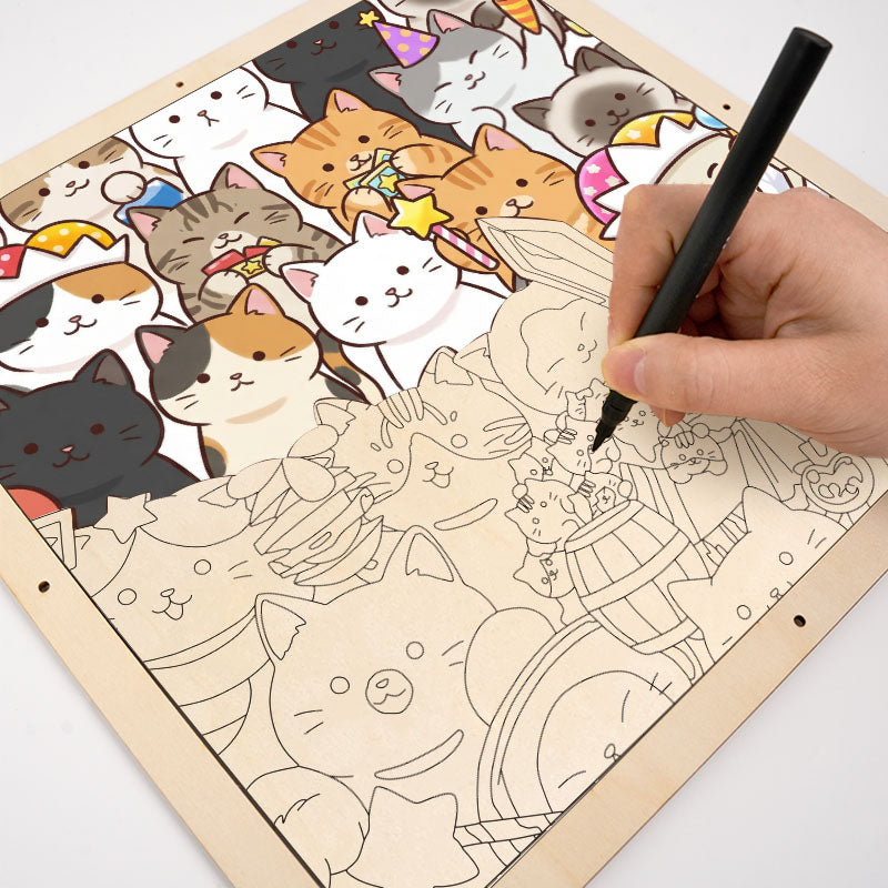 Gattini Magici - Puzzle da colorare in legno