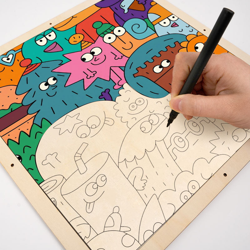 Facce delle cose - Puzzle in legno da colorare