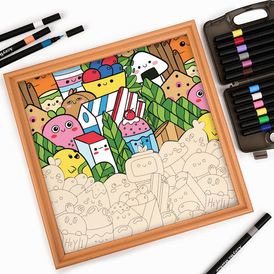 Amici del cibo - Puzzle in legno da colorare