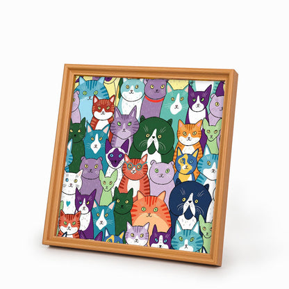 Gatti strani - Puzzle in legno da colorare