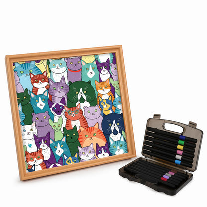 Gatti strani - Puzzle in legno da colorare