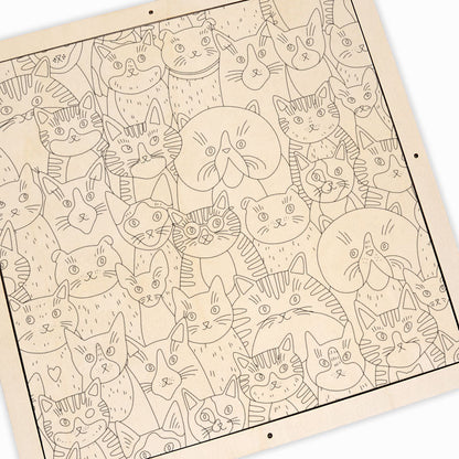 Gatti strani - Puzzle in legno da colorare
