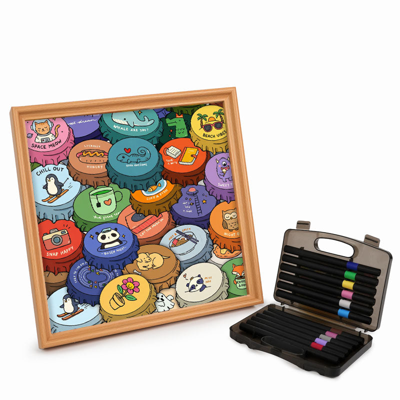 Tappi colorati - Puzzle in legno da colorare