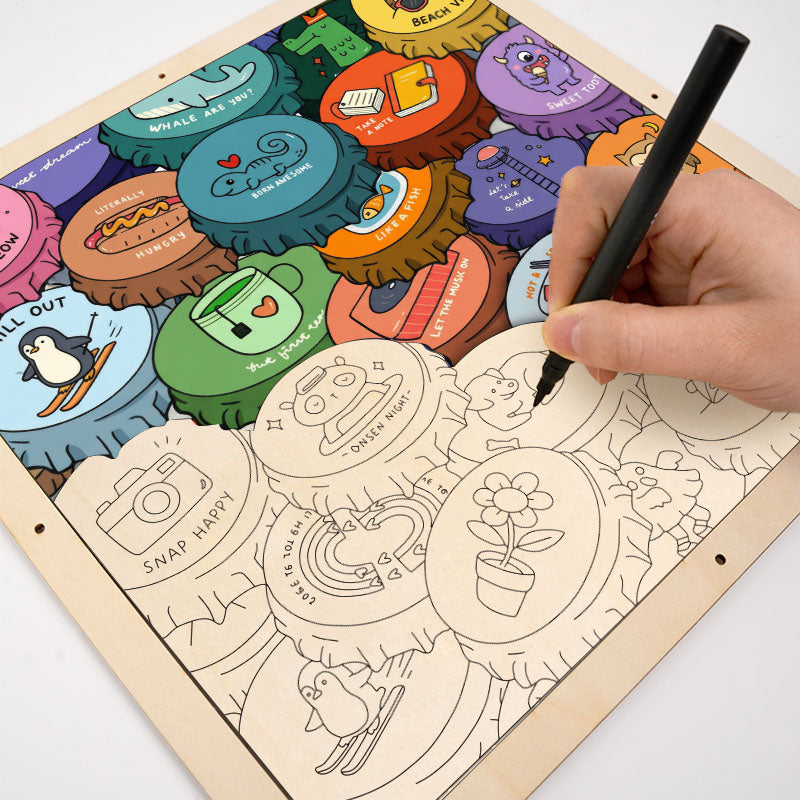 Tappi colorati - Puzzle in legno da colorare