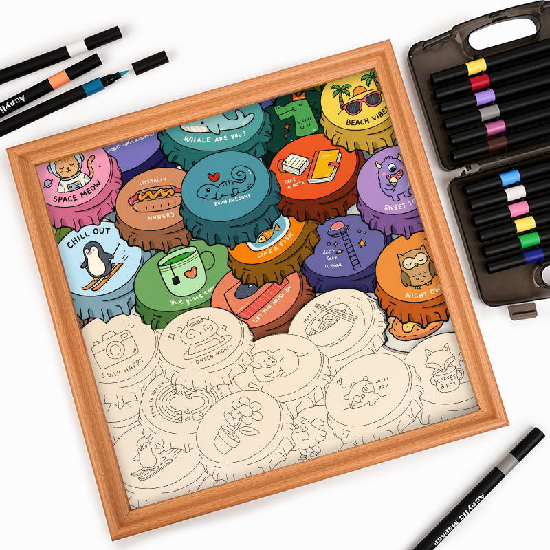 Tappi colorati - Puzzle in legno da colorare