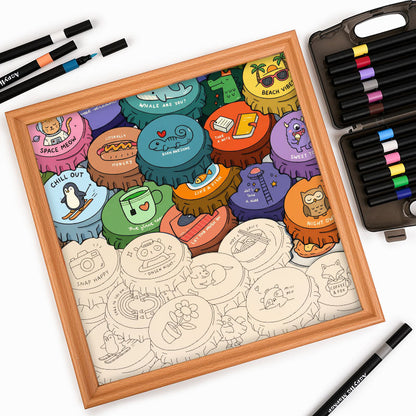 Tappi colorati - Puzzle in legno da colorare
