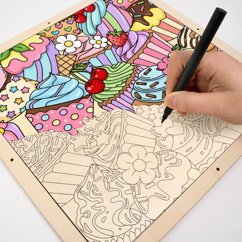 Cupcake carini - Puzzle in legno da colorare