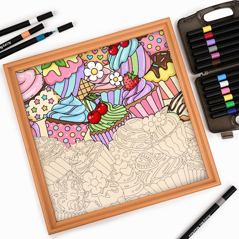 Cupcake carini - Puzzle in legno da colorare