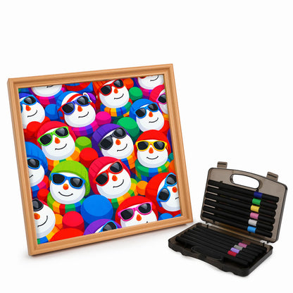 Pupazzi di neve fantastici - Puzzle in legno da colorare