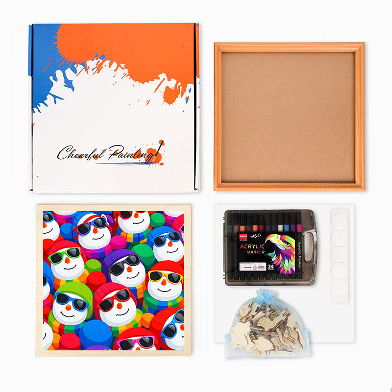 Pupazzi di neve fantastici - Puzzle in legno da colorare