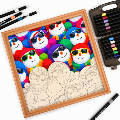 Pupazzi di neve fantastici - Puzzle in legno da colorare